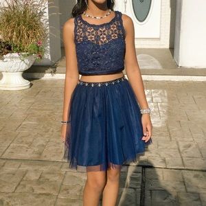 Two Piece Navy Blue Homecoming Cocktail Dress Size 3